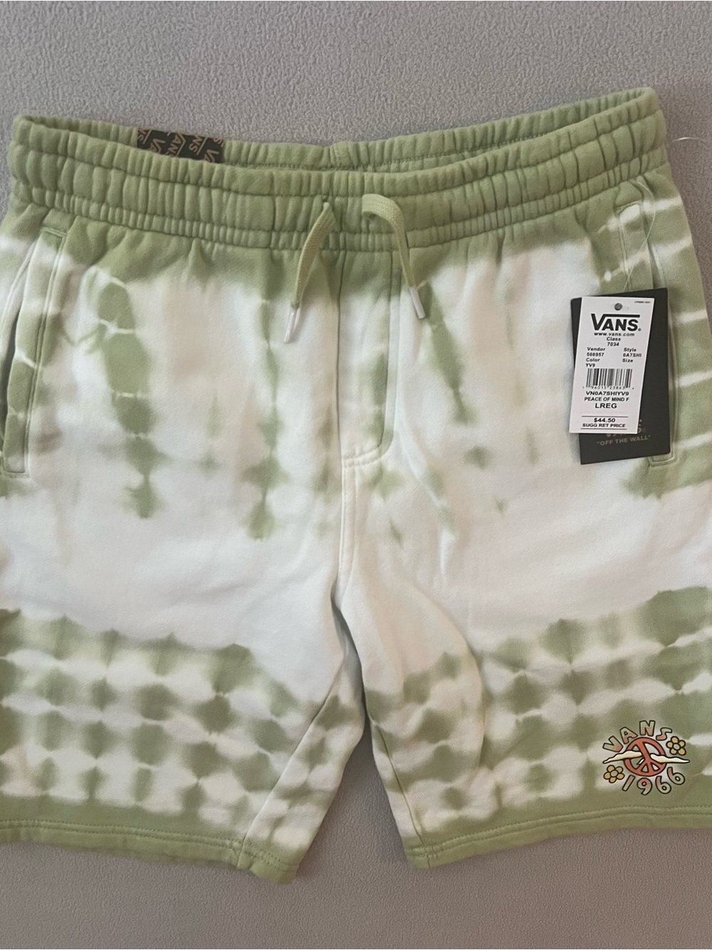 Vans Light Green and White Tie-Dye Sweat Shorts